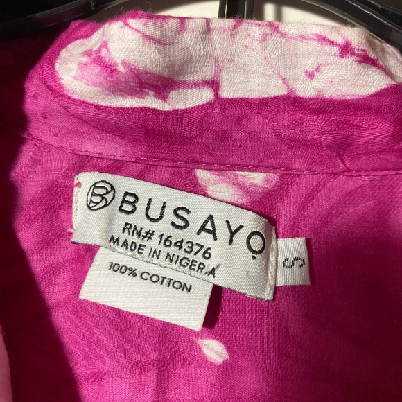 Busayo Tayo Mixed Batik Colors Midi Dress Puff Sleeves Pockets Size Small - Picture 12 of 16